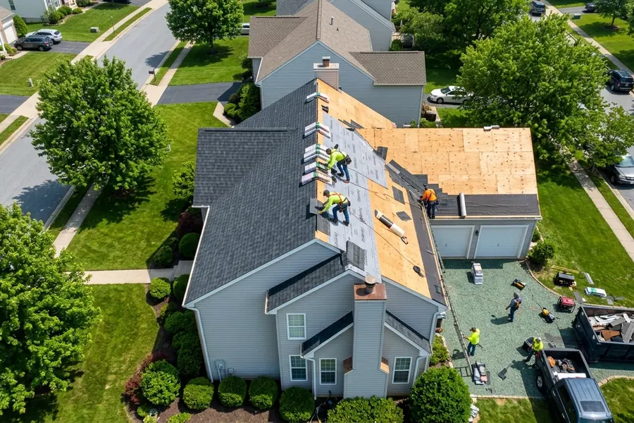 All American Home Improvement roof replacement in progress in Corydon